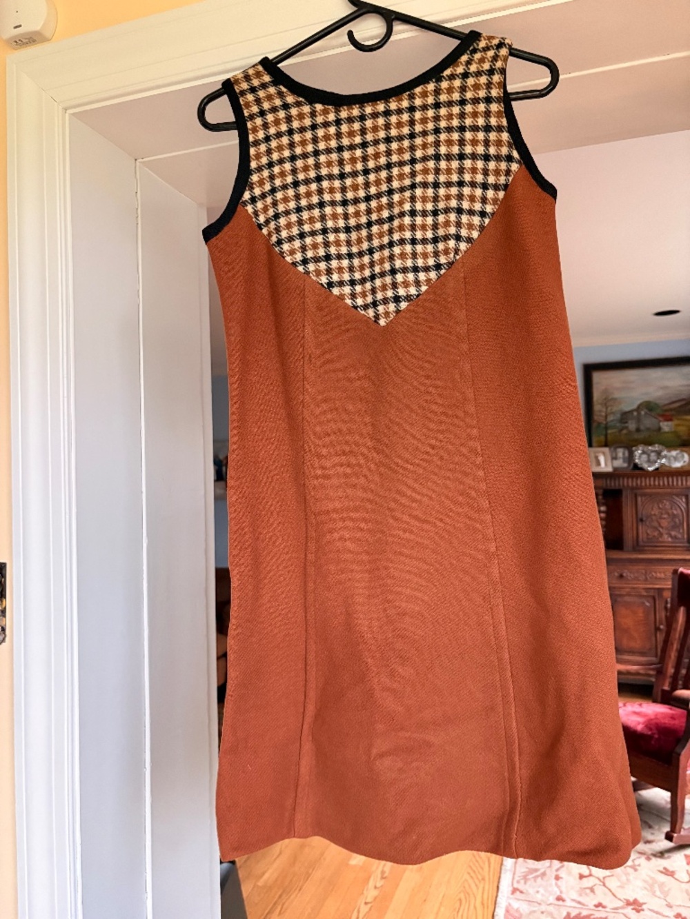 Extremely RARE Vintage Retro Plaid Brown Wool Blazer Jacket and Dress S